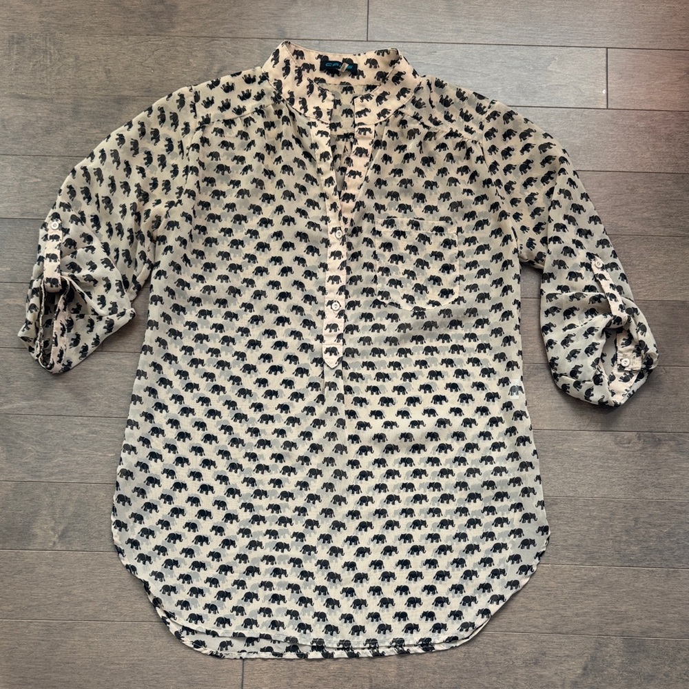 Sheer Elephant Print Blouse